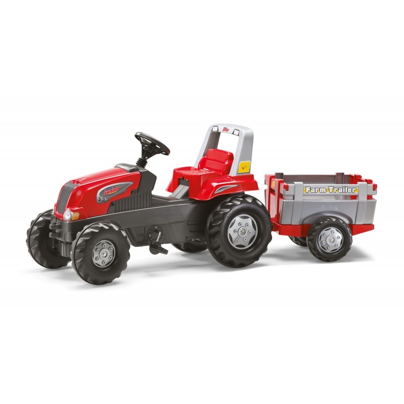 Rolly Toys Rolly Junior RT Šlapací traktor s vlečkou červeno-šedý