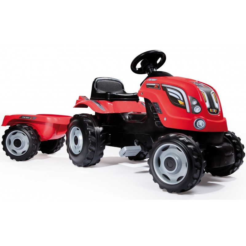 Smoby Traktor Farmer XL na šlapání s přívěsem červený