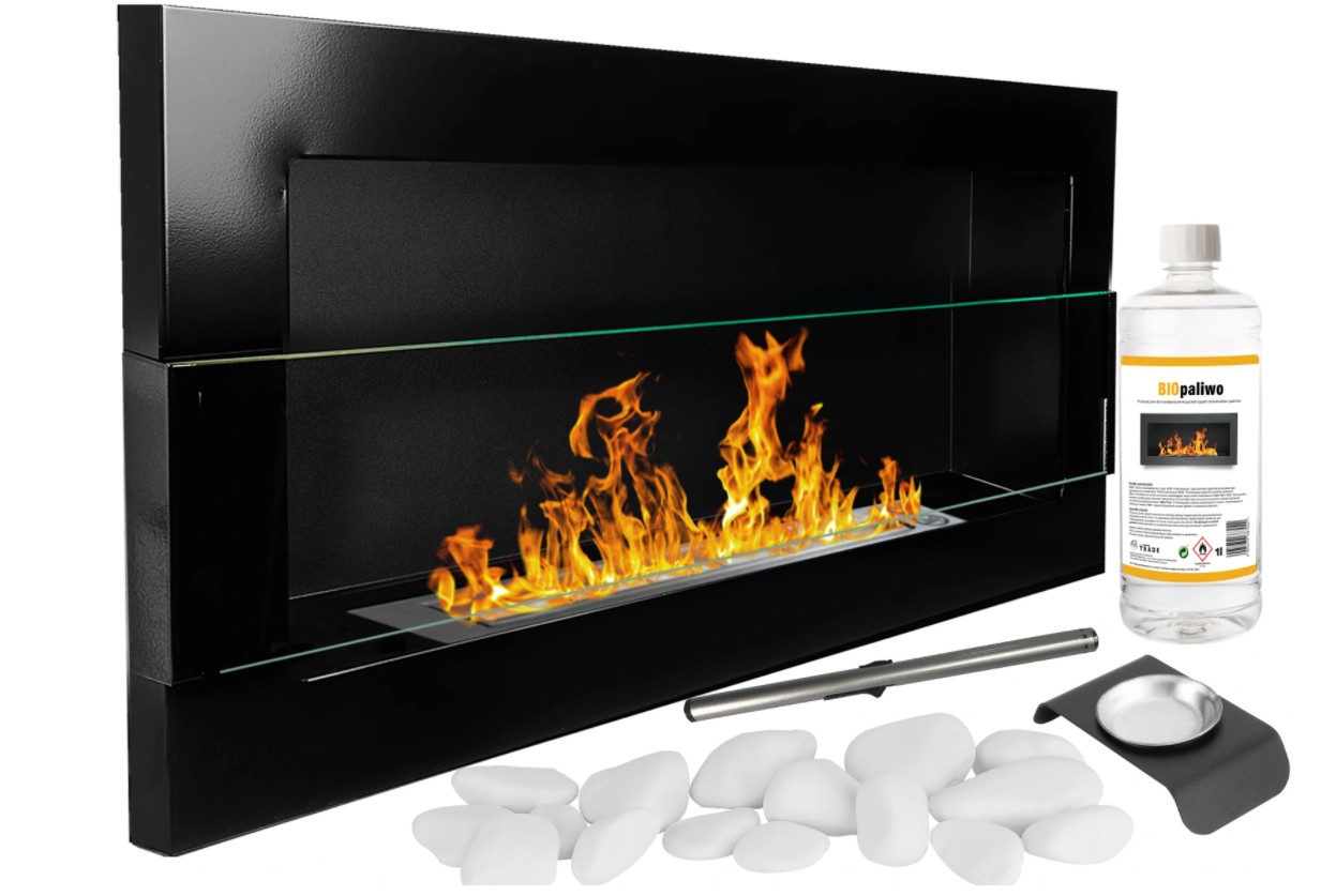 GNT Flame Tvrzené sklo, černý lesk 900x400