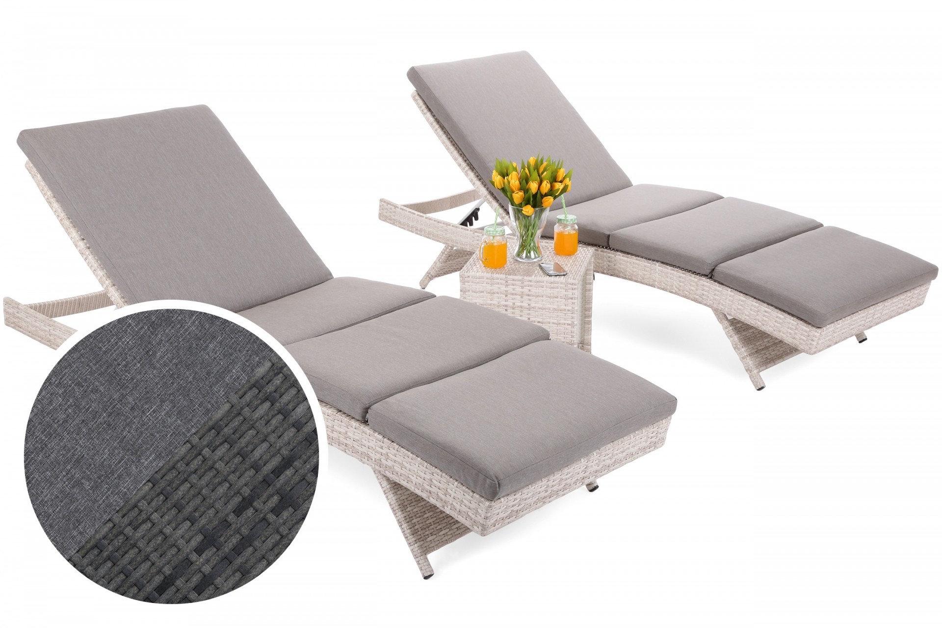Home&Garden Sestava lehátek Bora Bora Grey /Grey Melange + stolek